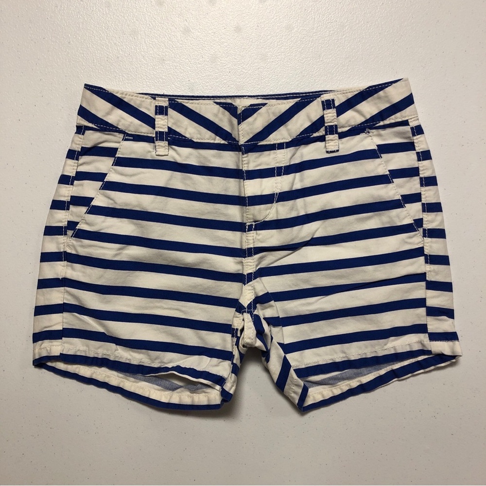 Old Navy Girls Hook & Eye Closure Blue & White Striped Chino Shorts size 10